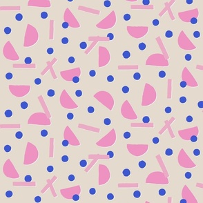 modern geometric graphic shapes semicircles - ecru cream pink navy