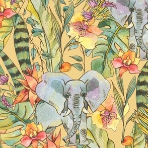 Watercolor floral elephant