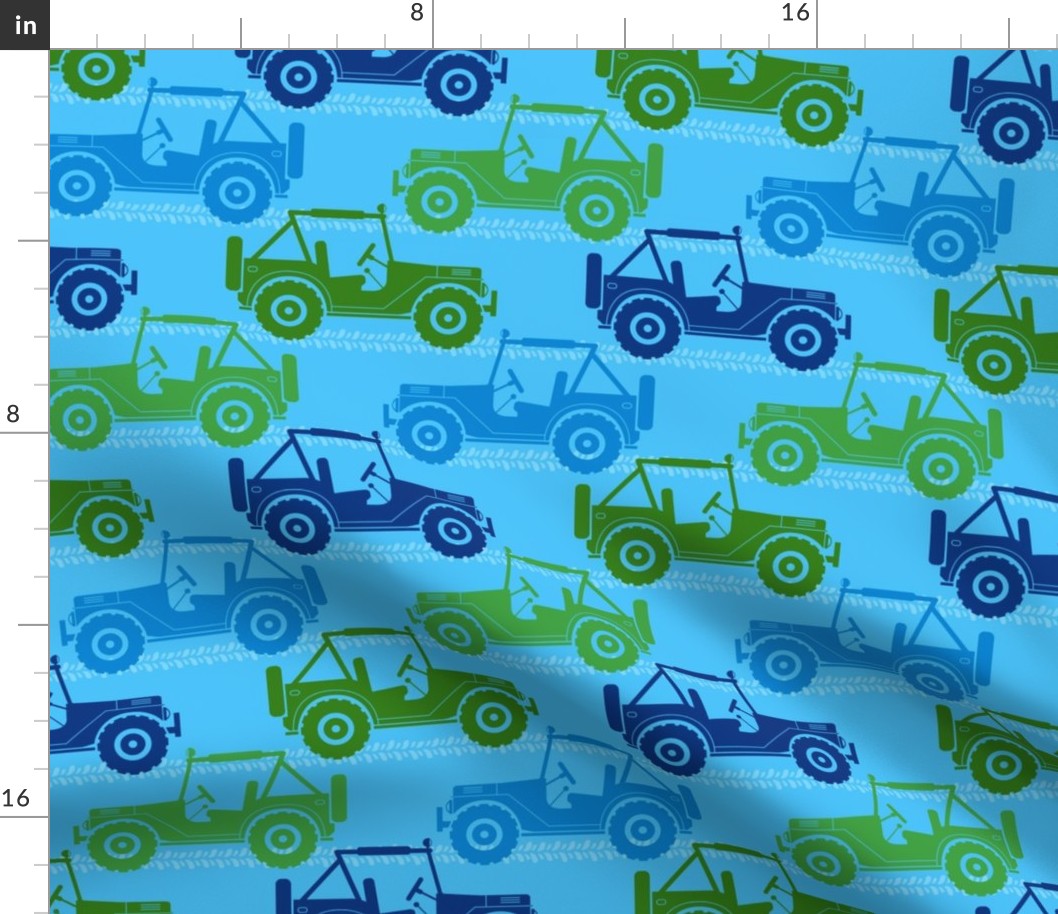 Large Scale 4x4 Adventures Off Road Jeep Vehicles Green and Blue
