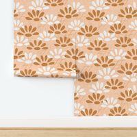 MEDIUM Retro Boho Chic Hand Drawn Floral in Apricot and Brown for a Baby Girl