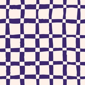 Watercolour wonky Gingham in violet
