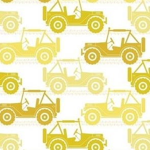 Medium Scale 4x4 Adventures Off Road Jeep Vehicles Yellow Gold on White