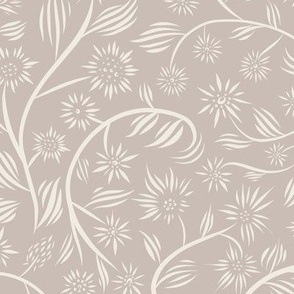 medium scale //flowery - creamy white_ silver rust blush - calligraphy floral // 12 inch repeat