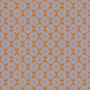 Geometric Floral in Blue on Brown - Small