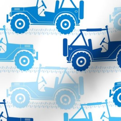 Large Scale 4x4 Adventures Off Road Jeep Vehicles Blue on White