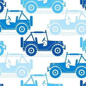 Large Scale 4x4 Adventures Off Road Jeep Vehicles Blue on White