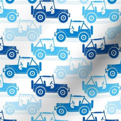 Medium Scale 4x4 Adventures Off Road Jeep Vehicles Blue on White