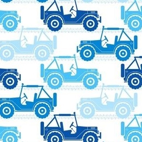 Medium Scale 4x4 Adventures Off Road Jeep Vehicles Blue on White