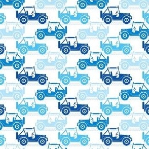 Small Scale 4x4 Adventures Off Road Jeep Vehicles Blue on White