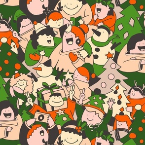 kids holly fir party orange red large scale