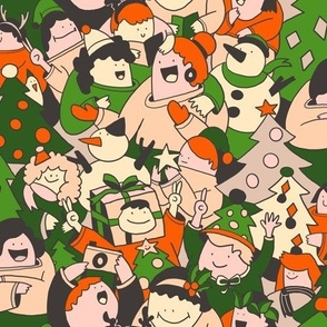 kids holly fir party orange red medium scale