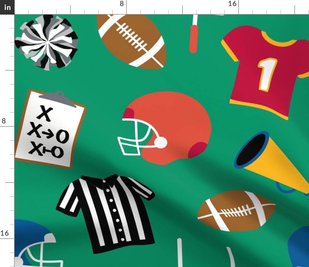 XL Football Gear Game Day Bright Green Bedding Curtains