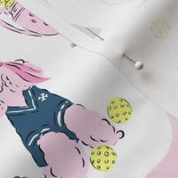 Preppy Pickleball Dogs Navy and Pink