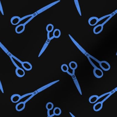 Ditsy Blue Scissors | dark background