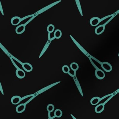 Ditsy Teal Scissors | dark background