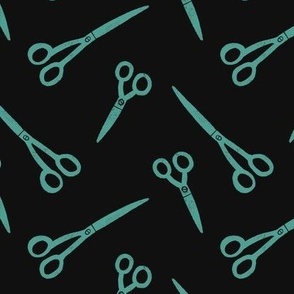 Ditsy Teal Scissors | dark background