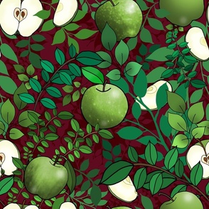 Granny Smith Apple Orchard (Maroon Red large scale)