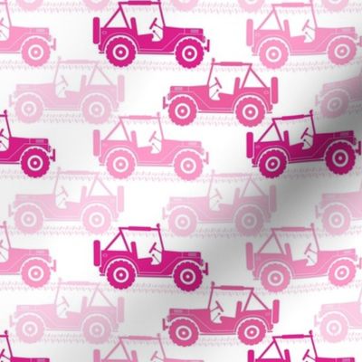 Medium Scale 4x4 Adventures Off Road Jeep Vehicles Pink on White