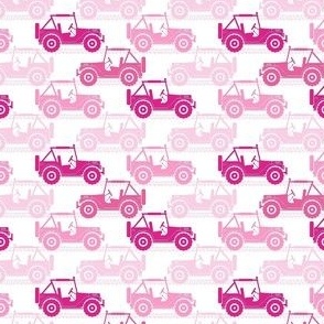 Small Scale 4x4 Adventures Off Road Jeep Vehicles Pink on White