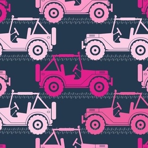 Large Scale 4x4 Adventures Off Road Jeep Vehicles Pink on Navy