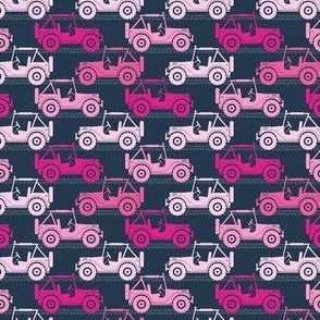 Small Scale 4x4 Adventures Off Road Jeep Vehicles Pink on Navy