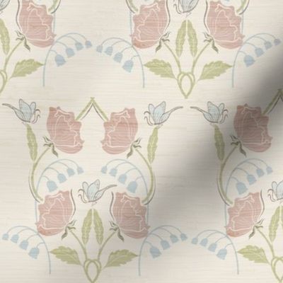 Parisian Nouveau Floral Faux Grasscloth