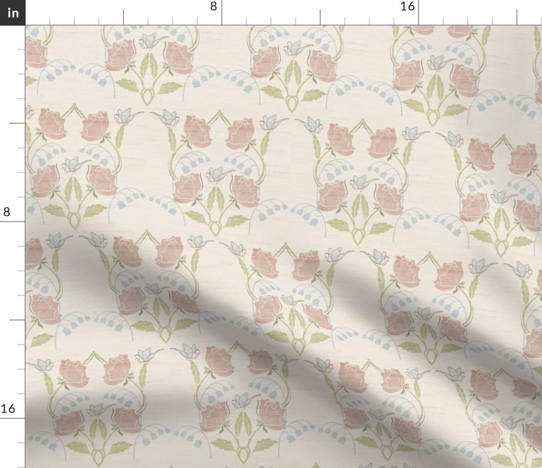 Parisian Nouveau Floral Faux Grasscloth