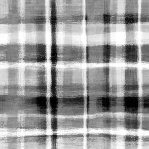 Oversize Moody Monochrome Black and White Rustic Plaid Large