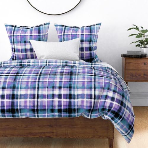 Oversize Twilight Blue Purple Rustic Plaid Large