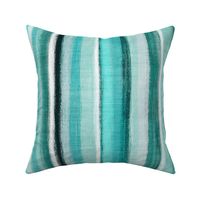 Ocean Turquoise Rustic Linen Stripes Large