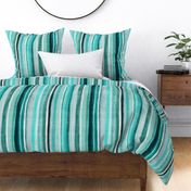 Ocean Turquoise Rustic Linen Stripes Large