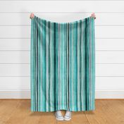 Ocean Turquoise Rustic Linen Stripes Large