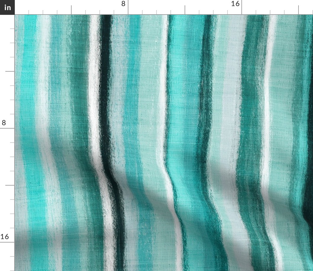 Ocean Turquoise Rustic Linen Stripes Large