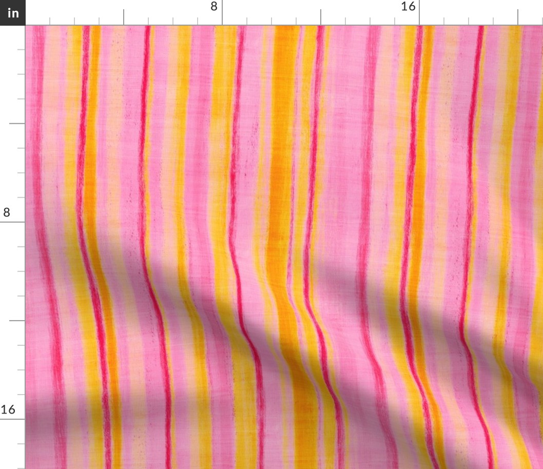 Hot Summer Pink and Orange Textured Stripes Medium