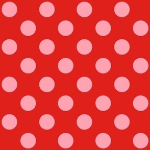 Polka Dots // medium print // Cotton Candy Dots on Funhouse Red