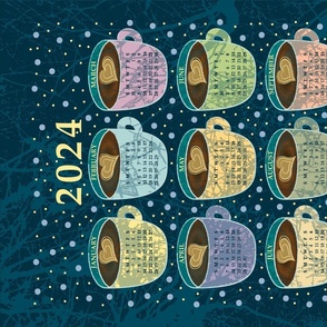 2024 Calendar for Coffee Lovers Blue