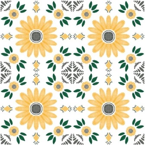 Sunflower Cement Tile (white)