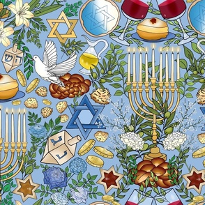 Happy Hanukkah (Light Blue large scale)  