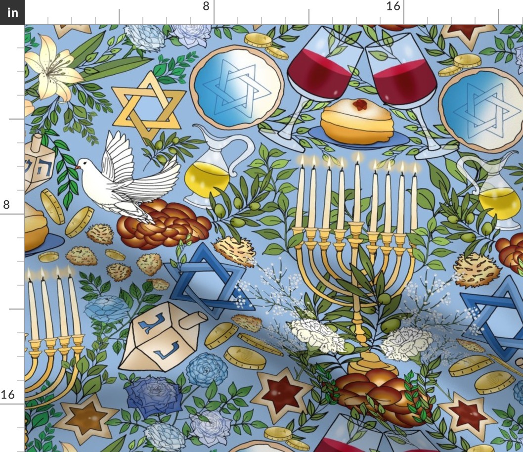 Happy Hanukkah (Light Blue large scale)  
