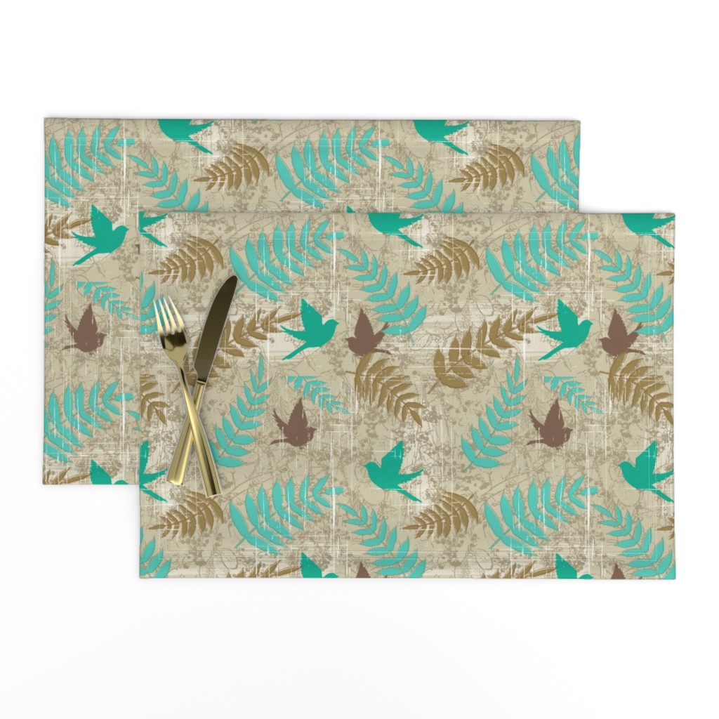 Brown and Teal Bird Design