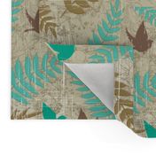 Brown and Teal Bird Design