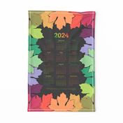 2024 Calendar Tea Towel or Wall Hanging - Dark Background