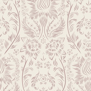 large scale // floral wallpaper - creamy white_ dusty rose pink - elegant flowers