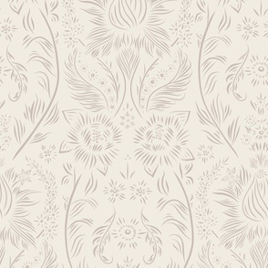 large scale // floral wallpaper - creamy white_ silver rust blush - elegant flowers