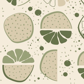 l - tropical fruits - sage green
