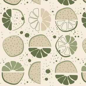 m - tropical fruits - sage green