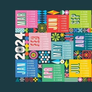 2024 Quilt Block Tea Towel Calendar & Wall Hanging