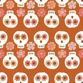 halloween Floral Skulls-Brown