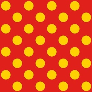 Polka Dots // medium print // Sunshine Swirl Dots on Funhouse Red
