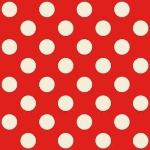 Polka Dots // medium print // Carousel Cream Dots on Funhouse Red